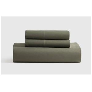 Classic Organic Percale Fitted Sheet Set in Dusty Olive