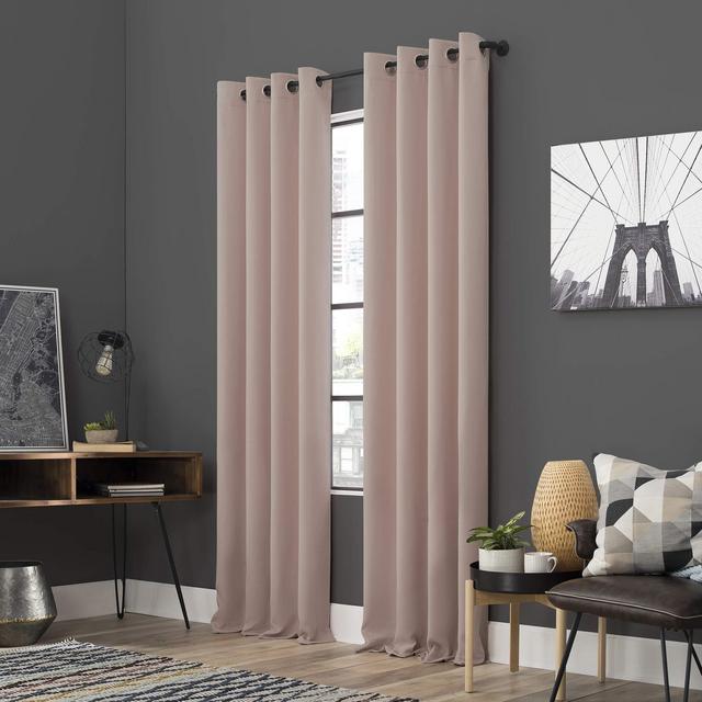 Sun Zero Soho 2-Pack Energy Efficient Blackout Grommet Curtain Panel Pair, 54 x 96, Blush Pink