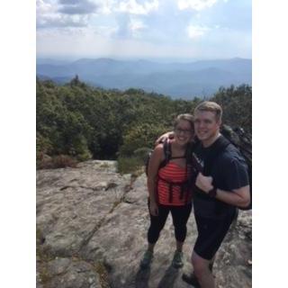 Camping with friends the weekend before he proposed.