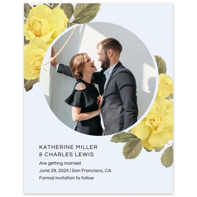 Lightest Sky, Yellow Wedding Digital Save the Date - Woads Frame