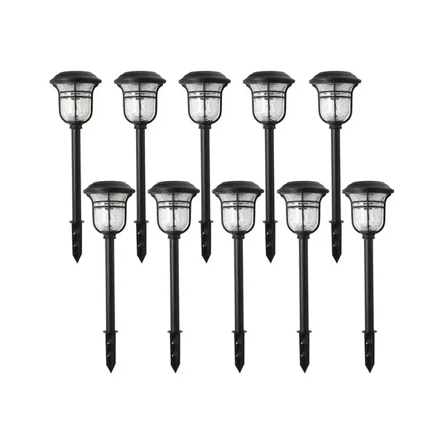 Solar Powered Black LED Outdoor Path Light (10-Pack)