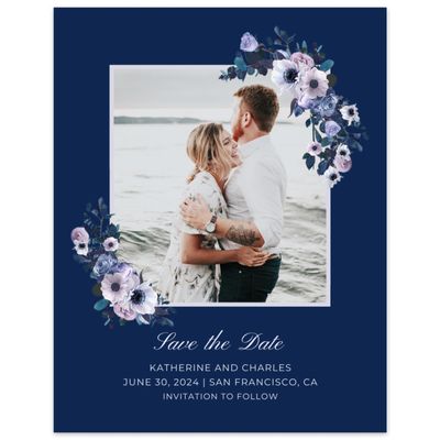 Navy, Blue Wedding Digital Save the Date - Napa Frame