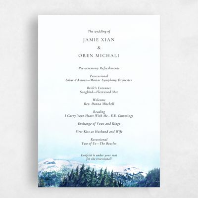 Winter, Blue Wedding Program - Deepcreek