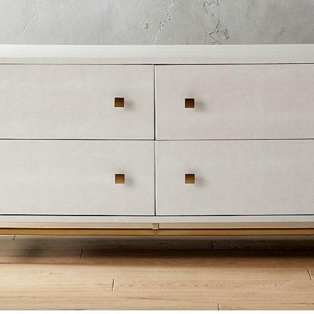 Ivory Shagreen Embossed Low Dresser