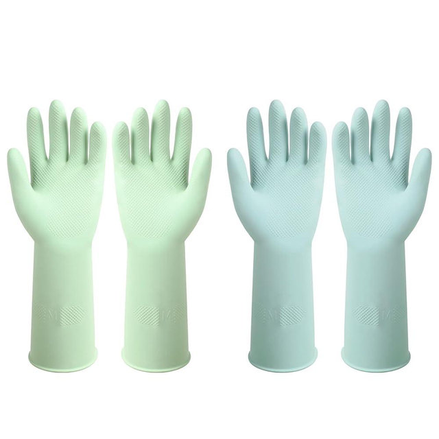 ZUIMER Dishwashing Rubber Gloves Reusable Kitchen Gloves 2Pairs Cleaning Gloves for Washing Dishes Long-lasting&Non-Slip