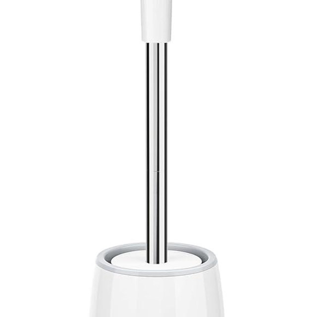 Toilet Brush, Toilet Brush and Holder with 304 Stainless Steel Handle, Space Saving Toilet Bowl Brush for Storage, Durable Bristles Toilet Scrubber for Bathroom Cleaning (1, White)