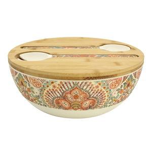 Paisley Bamboo Fiber Serving Bowl and Salad Servers Set - World Market