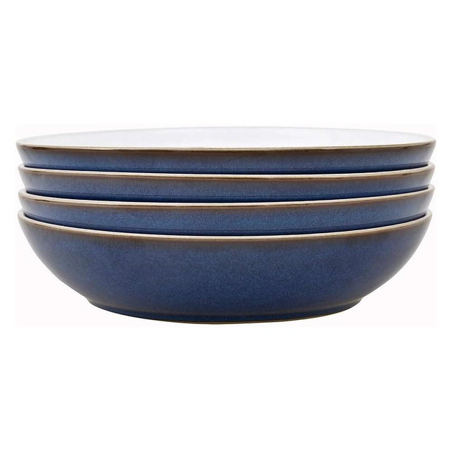 Denby Imperial Blue 4 Piece Pasta Bowl Set, Stone, 9.5 x 23 x 23 cm