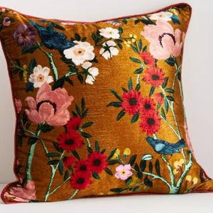 Alva Floral Cotton Velvet Pillow