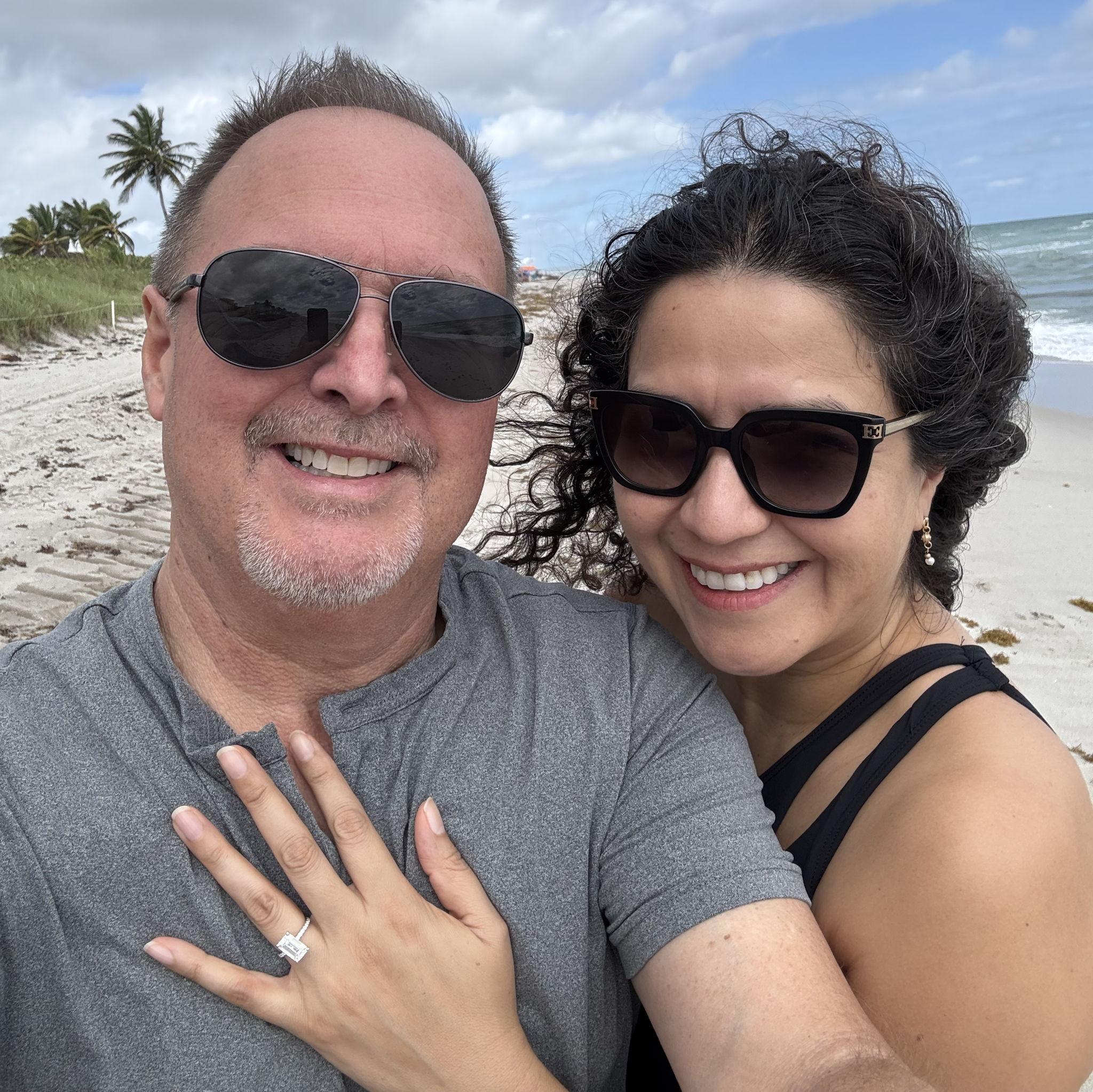 We got engaged on October 19th at the same beach where we initially ran into each other