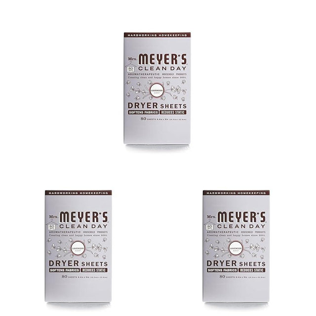 MRS. MEYER'S CLEAN DAY Dryer Sheets, Lavender, 80 ct (Pack of 3)
