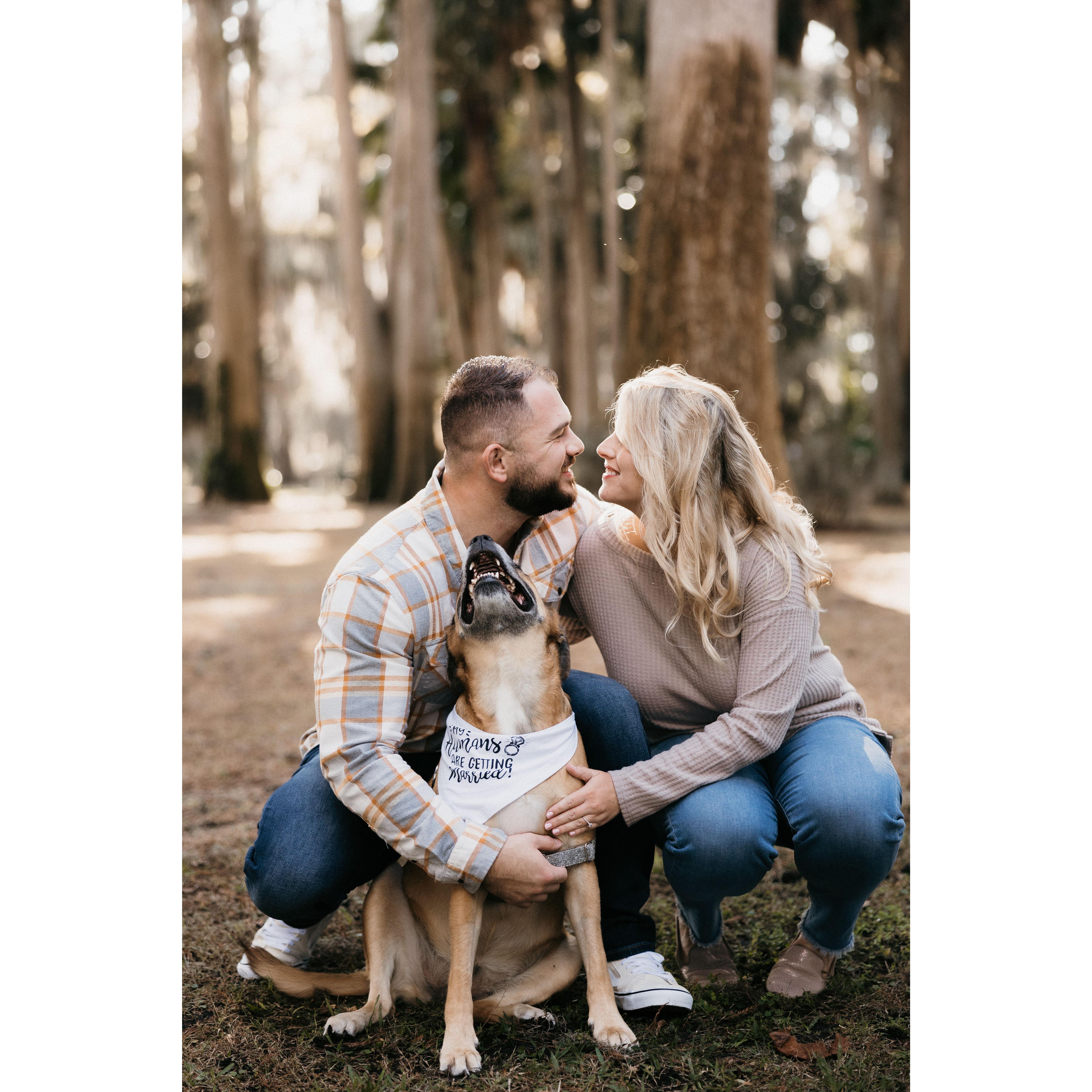 2021 - Logan and Joey ended the year by taking engagement photos. Their amazing photographer allowed them to take a few with Bonnie!