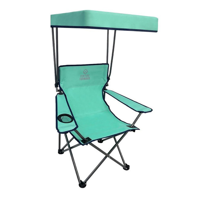 Venture Forward Youth Outdoor Canopy Chair with Adjustable Shade, Folding Kids Camping Chair with Cup Holder and Carry Bag, Portable Beach, Sports and Backyard Seating