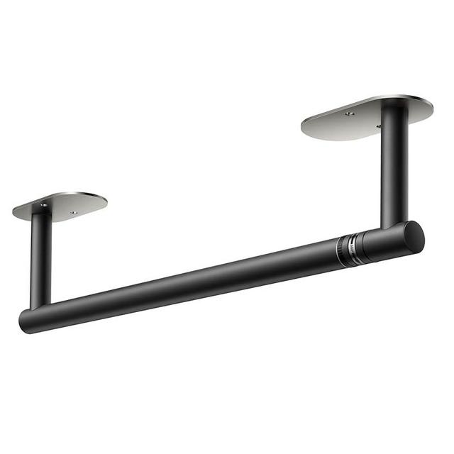 FORIOUS Pivoting Black and Brushed Nickel Paper Towel Holder for Kitchen Bar Sinks, Mix Color Stick on Paper Towel Holder Under Cabinet, SUS304 Stainless Steel Fridge Paper Towel Holder Wall Mounted