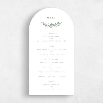 White Arch Wedding Menu - Callahan