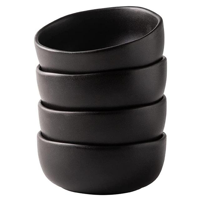 AmorArc Porcelain Cereal Bowls Set, 26oz Large Ceramic Soup Bowl Set of 4, with Reactive Glaze Finish for Cereal/Soup/Salad/Noodle/Pasta, Dishwasher&Microwave Safe, Matte Black