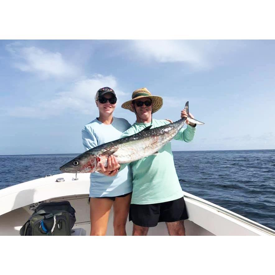 Suzannah caught her first Kingfish in the Gulf off the Steinhatchee coast in FL in June 2020 with Brett, Rex, and Terry.