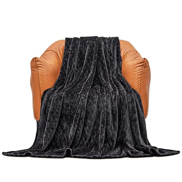TOONOW Fleece Blanket Fuzzy Plush Throw Blanket 50" x 60", Super Soft Fluffy Bed Blanket Geometric Pattern Comfy Microfiber Flannel Blankets for Couch, Bed, Sofa, Black