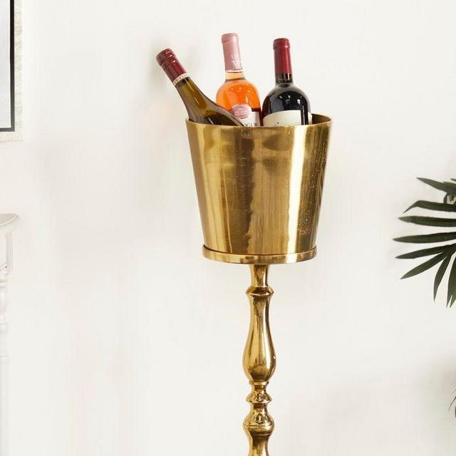 Goldtone Aluminum Tall 2-Bottle Ice Bucket