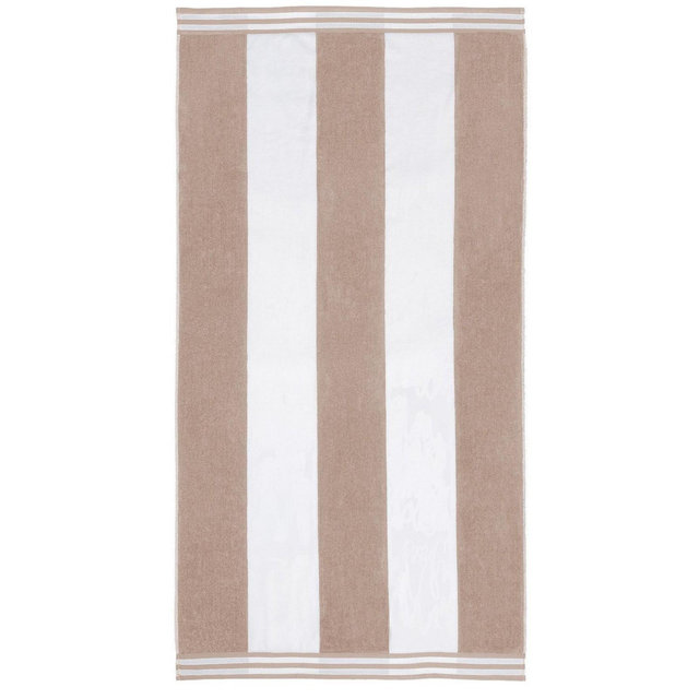 Cabana Stripe Oversized Cotton Beach Towel, Taupe - Blue Nile Mills