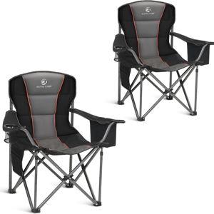 ALPHA CAMP Oversized Camping Folding Chair, Heavy Duty Support 450 LBS Steel Frame Collapsible Padded Arm Chair with Cup Holder Quad Lumbar Back, Portable for Outdoor