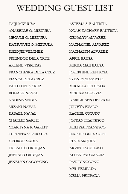 The Wedding Website of Angelica Bautista and Kouki Hashimoto