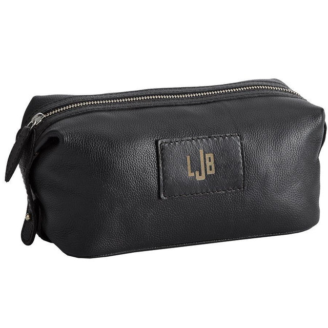 Grant Leather Toiletry Bag, Black