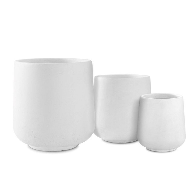 Rosemead Home & Garden 3pc Concrete Outdoor Planter Pots Chalk White