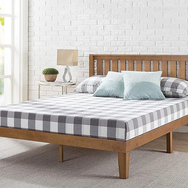 ZINUS Alexia Wood Platform Bed Frame with headboard / Solid Wood Foundation with Wood Slat Support / No Box Spring Needed / Easy Assembly, Rustic Pine, King