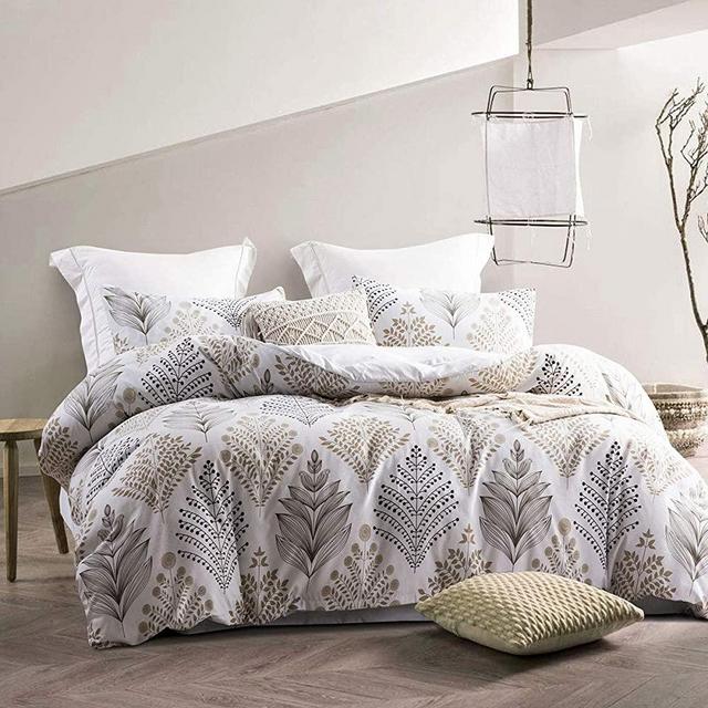 JOHNPEY King Duvet Cover Sets King Duvet Cover,(A Side) 130GSM Microfiber ＆(B Side) 100% Wshed Microfiber, Printed and Soild Color Bedding Sets,3Pieces King Duvet Cover Set