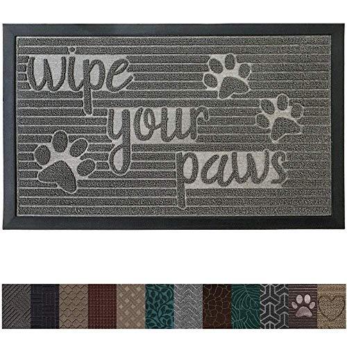 Gorilla Grip Original Durable Rubber Door Mat, 29x17, Heavy Duty Pet + Dog Doormat, Indoor Outdoor, Waterproof, Easy Clean, Low-Profile Mats for Entry Garage, Patio, High Traffic Areas, Stone Paws