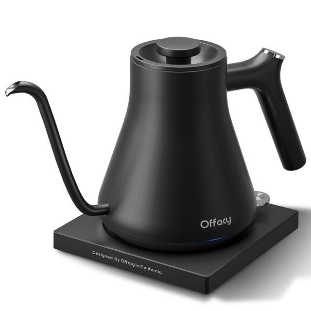 Electric Kettle Gooseneck Offacy, Fast Pour-Over Coffee & Tea, Rapid Boiling, Premium 304 Stainless Steel, Matte Black Finish