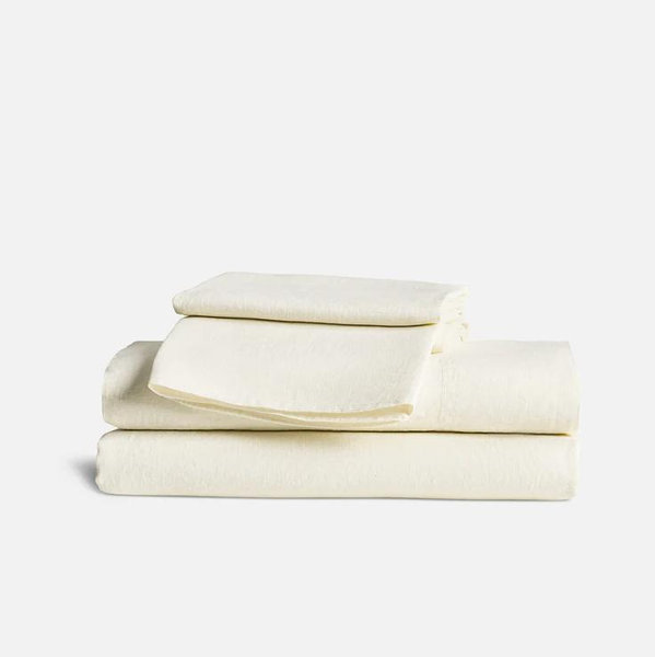 Washed European Linen Core Sheet Set - Cream