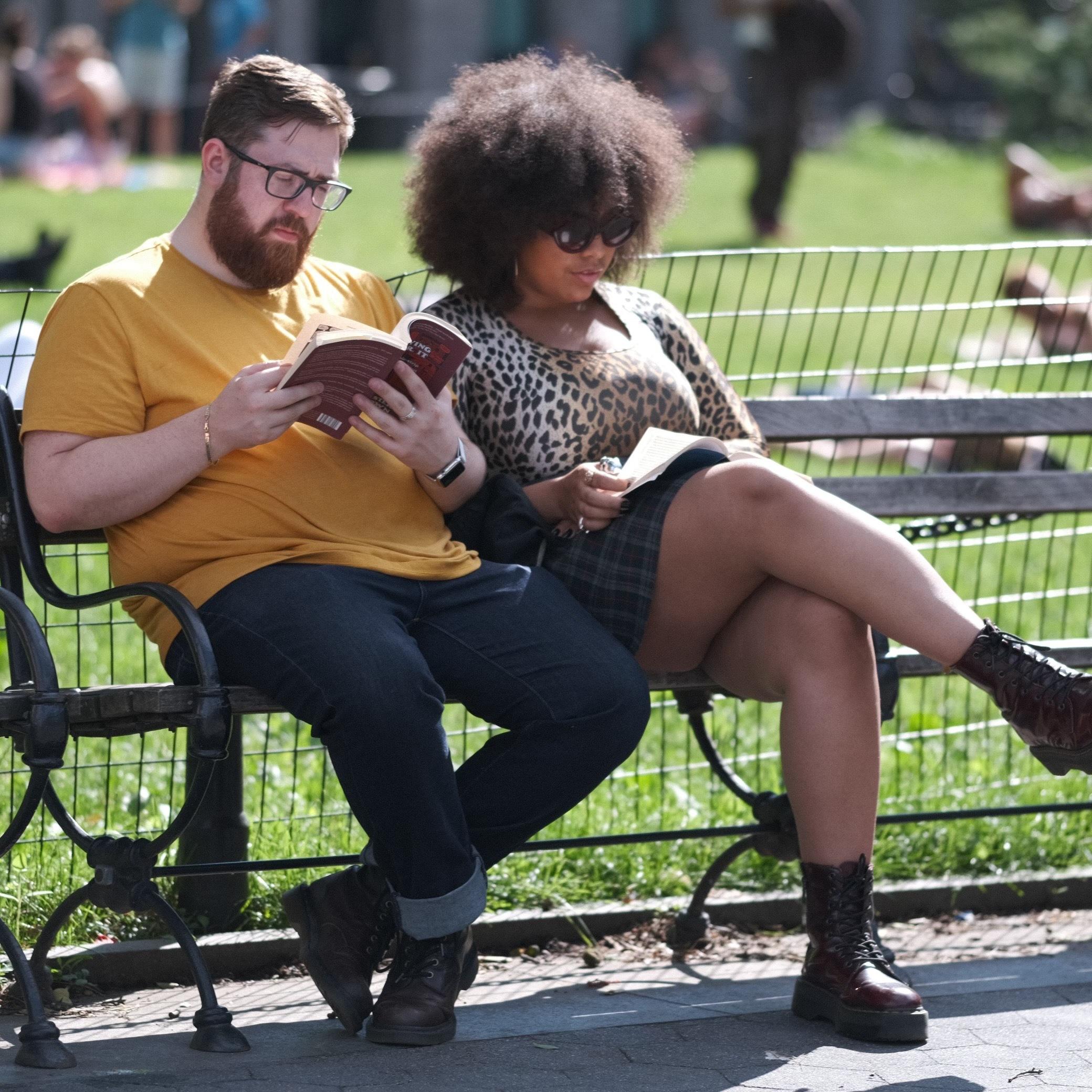We were on one of our many reading in the park "dates" where we silently spent a day enjoying each others' company. This was taken by a random photographer who approached us afterwards.