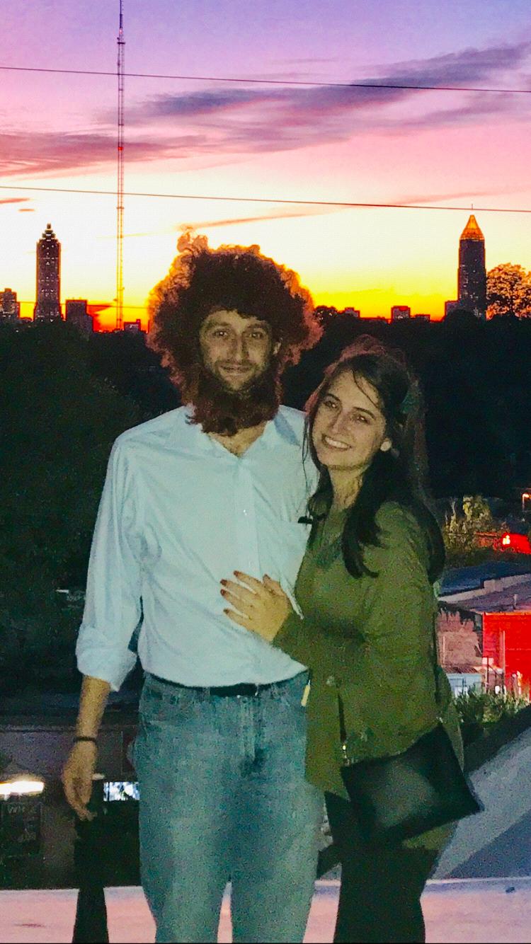 Halloween on a rooftop in Little Five Points with Bob Ross and his Happy Little Tree
