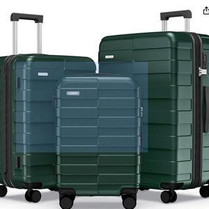 Luggage Sets 3 Piece (3-YEARS VIP SERVICE) Hardside Expandable Ultra Durable Polycarbonate Lightweight Carry On Travel Suitcase with TSA Lock Spinner Wheels, Forest Green
