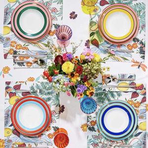 La DoubleJ Soup & Dinner Plate Set of 4 in Rainbow Mix