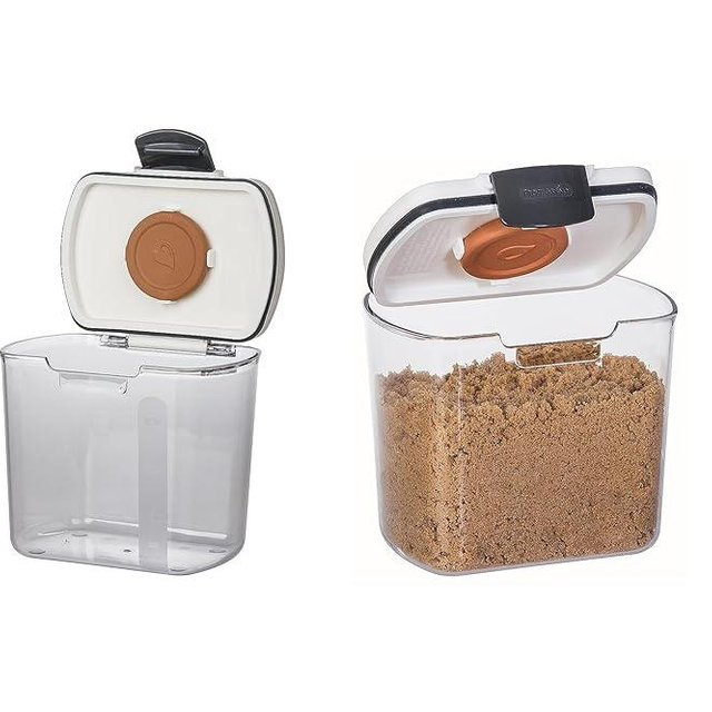 Progressive International Prepworks ProKeeper 2- Piece Kitchen Clear Food Baker's Kitchen Storage Organization Canister Set (Brown Sugar 1.5-Quart)