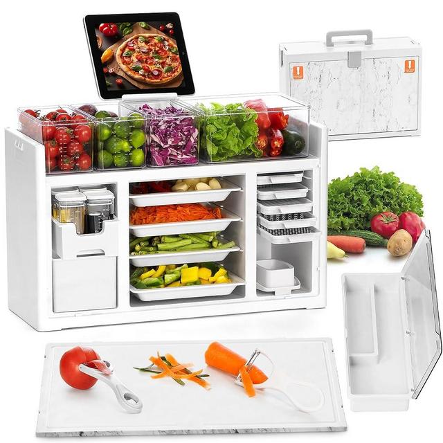 Valleyhike Meal Prep Deck Kitchen Station - Food Prep Deck Station, Outdoor Mobile Barbecue Portable Camping Kitchen Box Prep Station