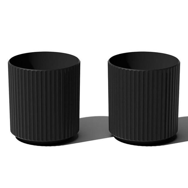 Veradek Demi Series Round Planter for Porch, Patio, Backyard | Durable Plastic-Concrete Material | Modern Décor for Tall Plants, Flowers