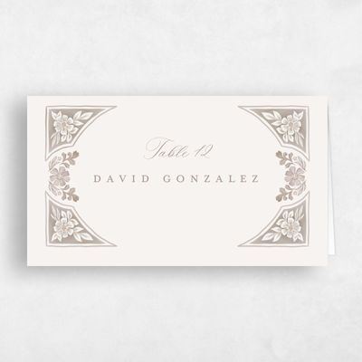 Rich Taupe, Beige Wedding Place Card - Reed