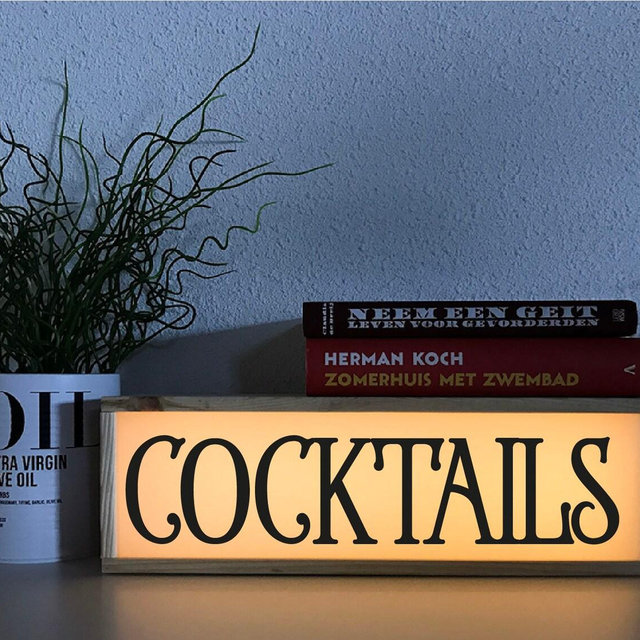 Cocktails lightbox - cocktails sign - bar decoration - lighted sign cocktails - retro sign