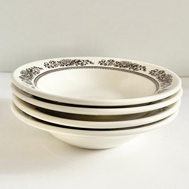 Royal China Jeannette Sussex Brown Transferware Ironstone Rim Cereal Bowls