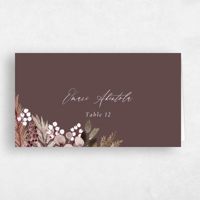 Chocolate, Brown Wedding Place Card - Winslow