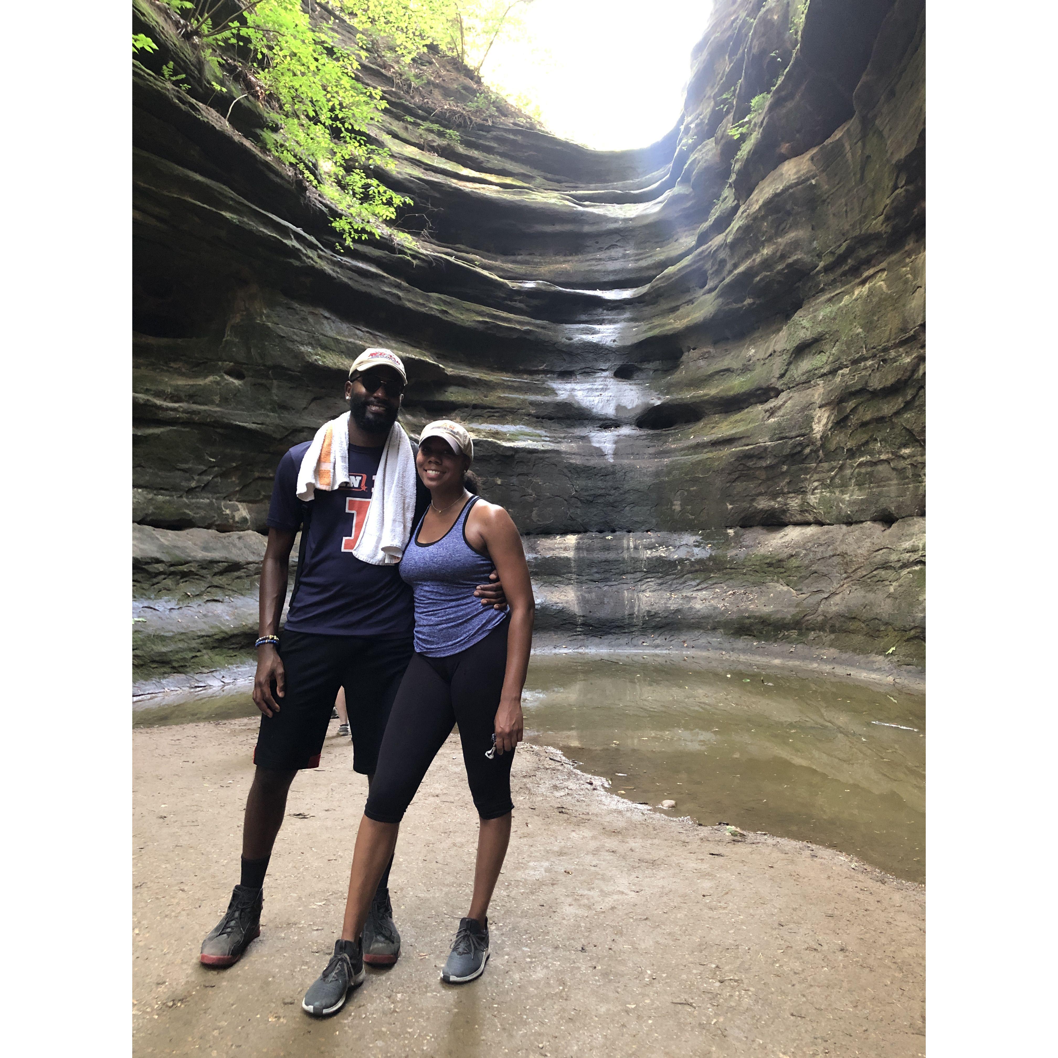 The couple's first hiking trip to Starved Rock in Illinois on a hot summer day in 2020!