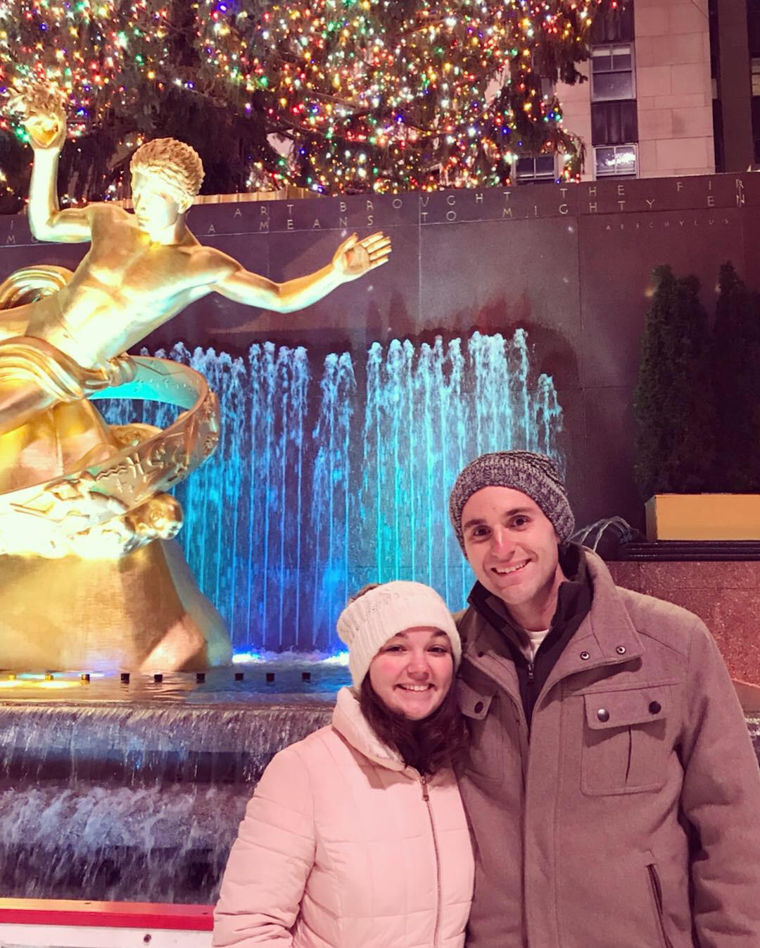 Julie taught Colin how to ice skate at Rockefeller Center in 2018. The couple love going into the city, especially during the holidays!