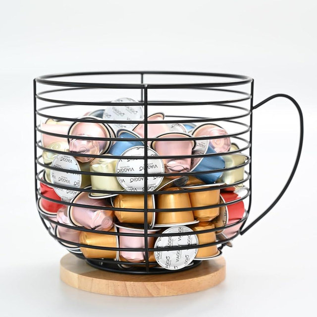 Extra-large K Cup Holders for Counter - Coffee Pod Holders for Counter - K Cup Holders for Counter - Coffee Pods Storage Organizer - Coffee Bar Accessories - Large Capacity Black Wire Kup Storage with