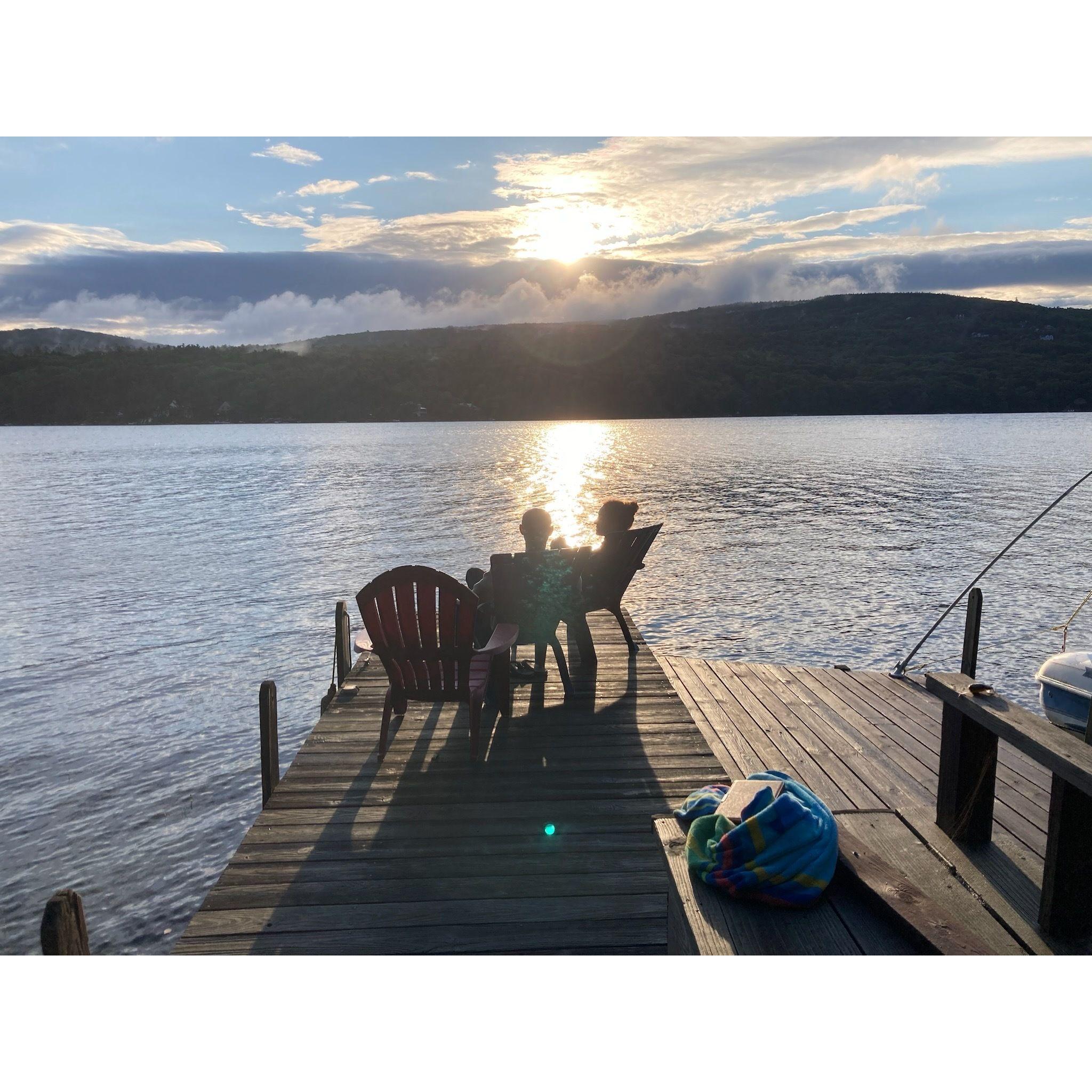 Favorite place in the world. Bringing Natty home for her first Sunapee summer.