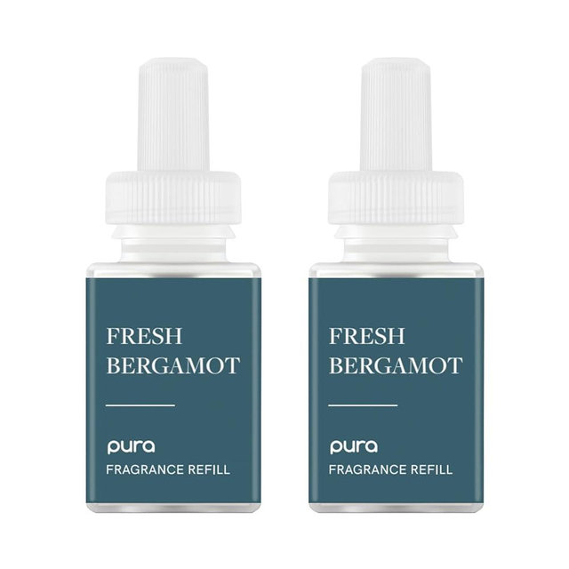 Pura Malodor Refill - Fragrance for Smart Home Air Diffusers - Room Freshener - Odor Eliminator - 2 Pack - Fresh Bergamot