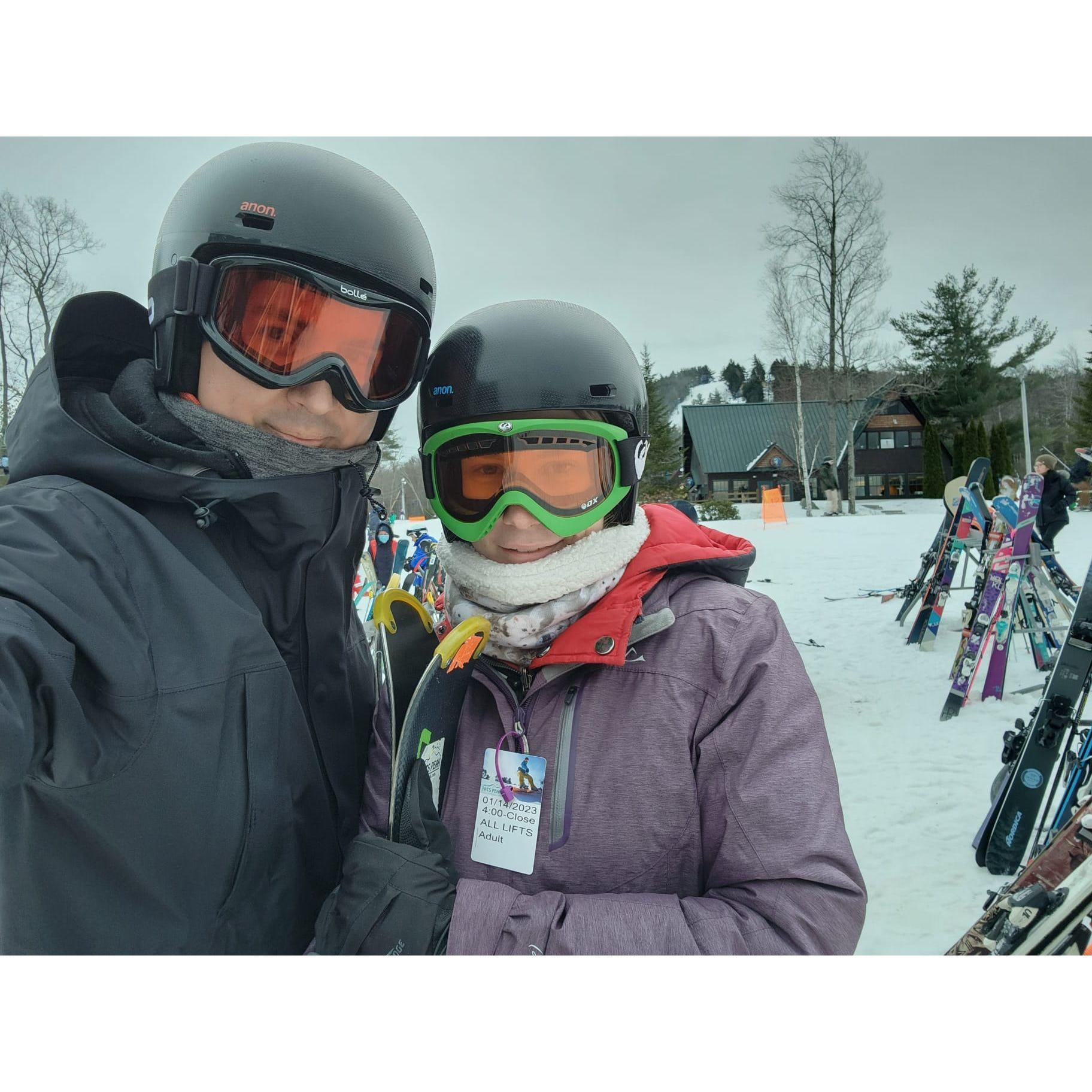 January 2022: Skiing in Jack Frost, Poconos, PA. It was cold.